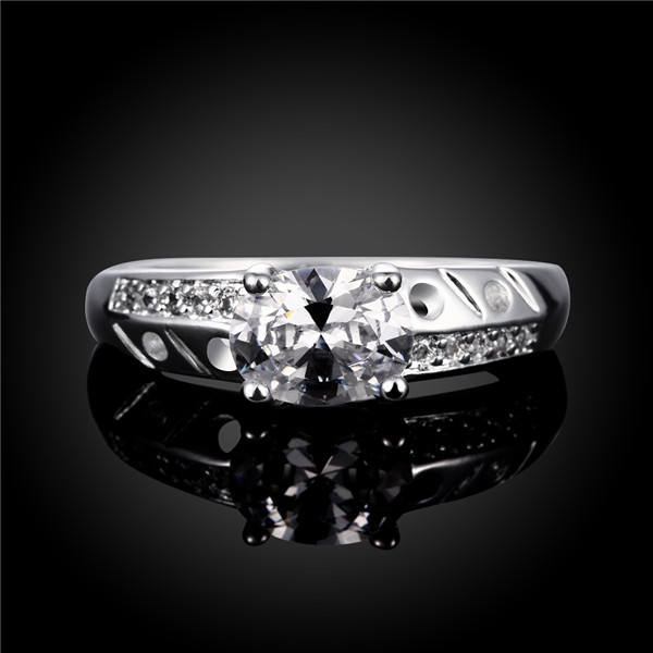 Hot sale Full Diamond fashion round 925 silver Ring STPR057D brand new white gemstone sterling silver plated finger rings