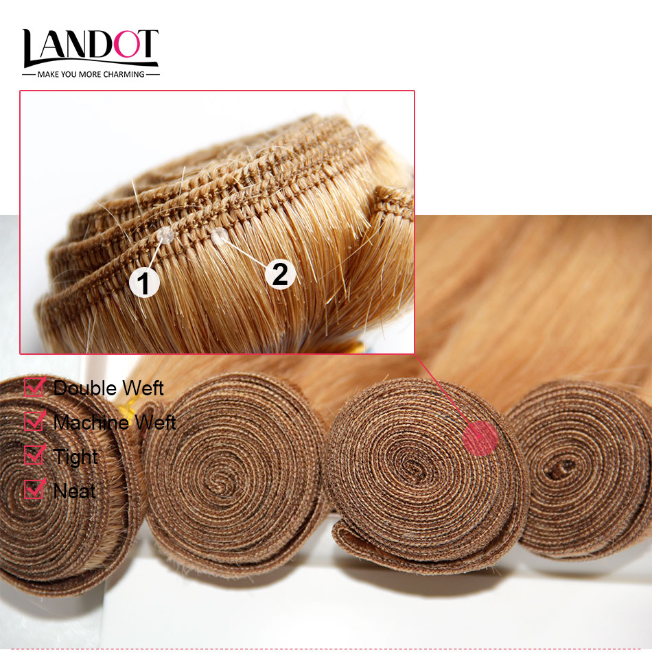 Brazilian Virgin Hair Straight TOP Honey Blonde Color 27# Peruvian Indian Malaysian Cambodian Remy Human Hair Weave Extensions 3/4 Bundles