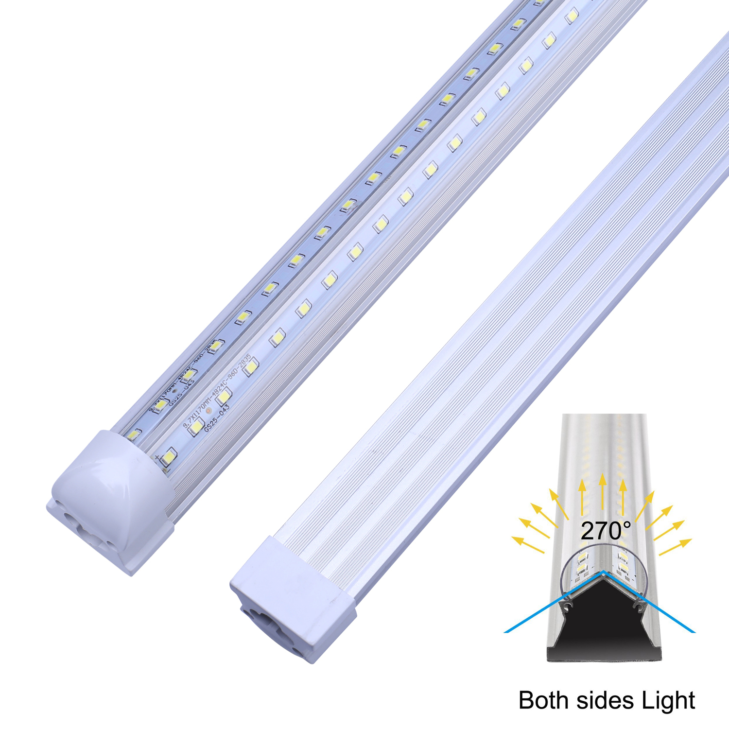4FT LED T8 Tubes Light Integrate Tube 2FT 5FT 6FT 8FT LED Lights V-Shaped White 6000K 120W Double Row LED Shop Light Fixture