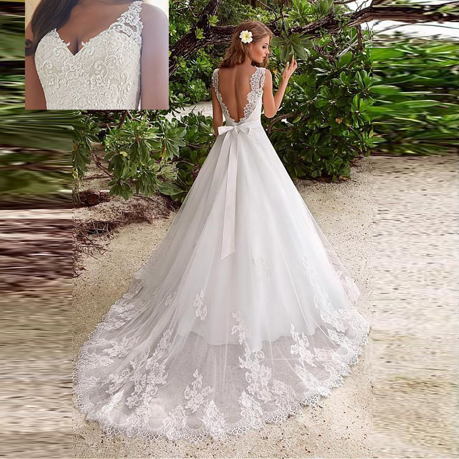Hot V-Neck Sleeveless Wedding Dresses A-Line 2019 Lace Sexy Backless Bridal Gown Court Train Custom Made White Design
Hot V-Neck Sleeveless Wedding Dresses A-Line 2019 Lace Sexy Backless Bridal Gown Court Train Custom Made White Design