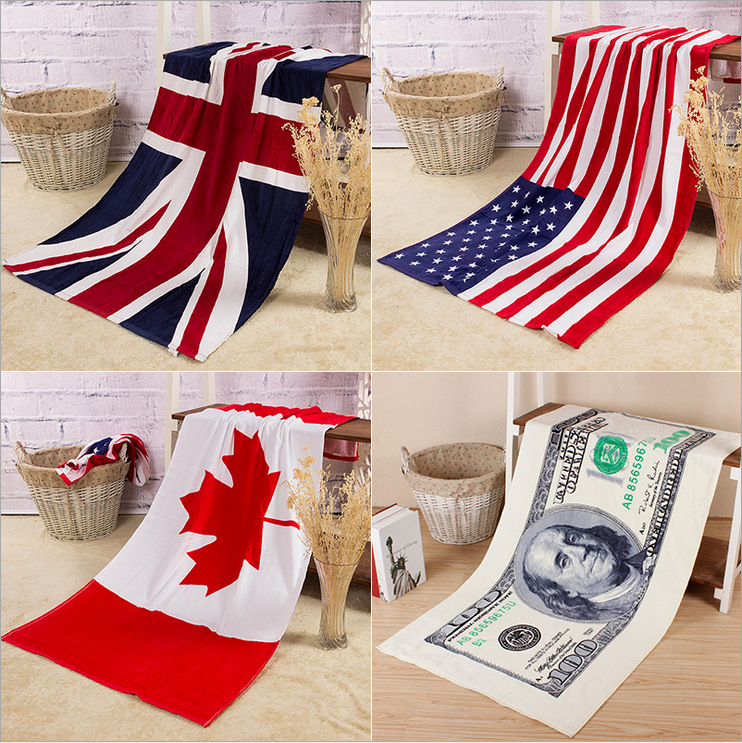 100 cotton beach towel drying washcloth swimwear shower towels USA UK Canada flag dollar design bath towel 3619755