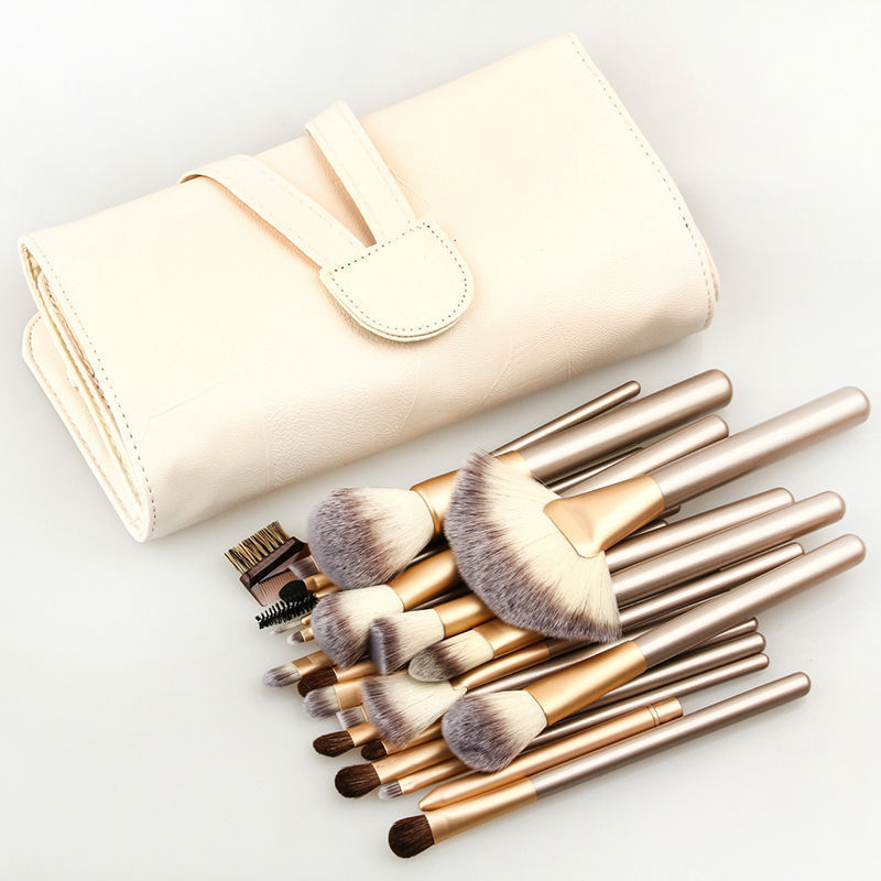 24pcs Professional Soft Cosmetic Eyebrow Shadow Makeup Brush Set Kit + Pouch Bag #R56