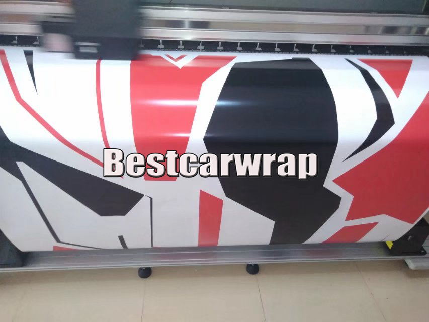 Large Red White black Pixel Camo VINYL Full Car Wrap Camouflage Covering For truck boat foil graphic size 1.52 x 30m/5x98ft