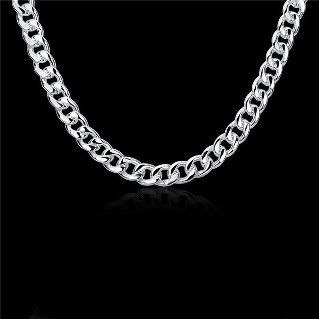 Heavy 90g '10MM shrimp buckle sideways necklace Men plated sterling silver necklace STSN133,fashion 925 silver Chains necklace factory sale