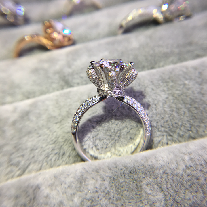 Victoria Wieck Brand Desgin Luxury Jewelry 925 Sterling Silver Rose Gold Round Cut White Topaz CZ Diamond Women Wedding Lotus Flower Ring