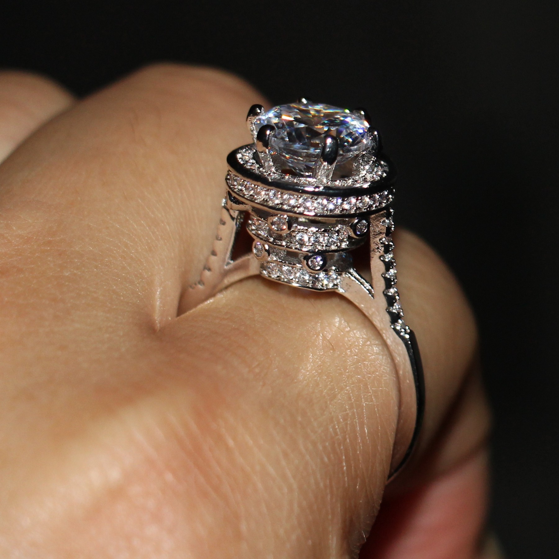 8MM Topaz Wedding Rings for Women | Sterg Sier Simulated Dia Band