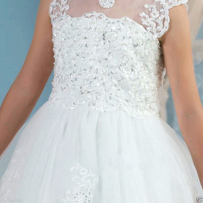 Spring Flower Girl Dresses Vintage Jewel Sash Lace Net Baby Girl Birthday Party Christmas Communion Gowns Children Girl Party Dress