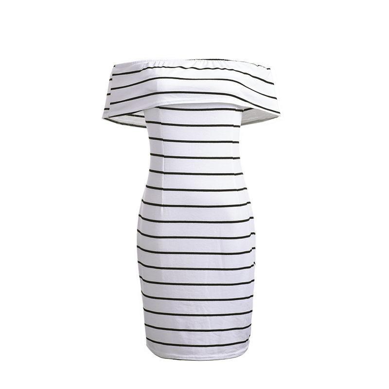 Summer Women Sexy Mini Strapless Bodycon Dress Party Club Striped Print Dress For Women