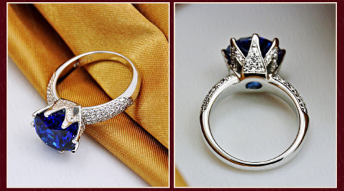 2024 Handmade Women's 8ct Blue Sapphire Solitaire Ring in Sterg Sier for Wedding - Sizes 5-11