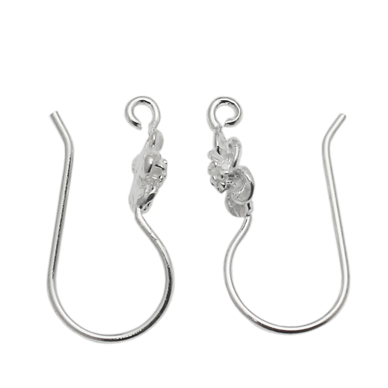 Beadsnice Flower Earwires French Hook Earrings Findings Open Loop Earring Wires in 925 Sterling Silver ID 34940