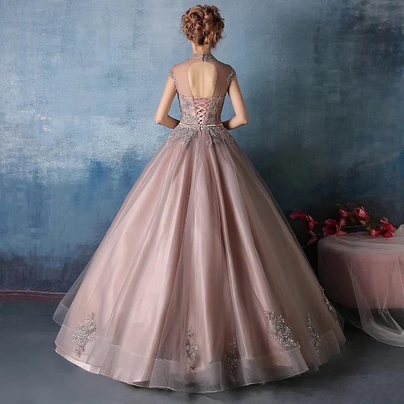 2019 New High Neck Quinceanera Dresses Lace Appliques with Crystal Beaded Ball Gown Sweet 16 Prom Gowns Vestidos De Quinceanera