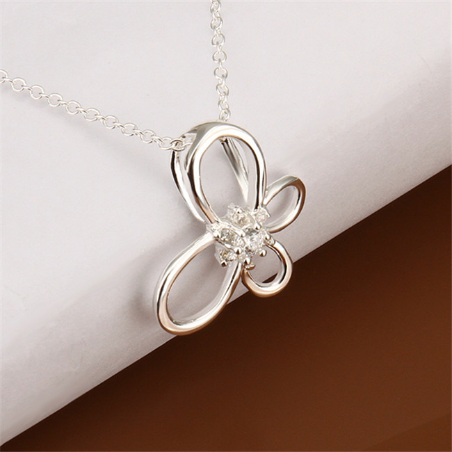 Best gift Love Heart Lock Pendant Necklace white gemstone sterling silver necklace STSN351,fashion 925 silver necklace factory direct sale