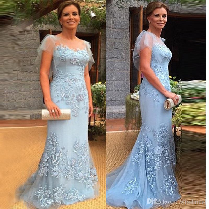 Plus Size Mother Of The Bride Dresses Sheer Neck Tulle With Sleeves Sheath Guest Gown Sky Blue Lace Long Mermaid Mother Groom Dress
Plus Size Mother Of The Bride Dresses Sheer Neck Tulle With Sleeves Sheath Guest Gown Sky Blue Lace Long Mermaid Mother Groom Dress