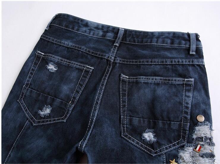 Hot Sale Mens Jeans 2016 New Ripped Elatic Jeans Fashion Designer Biker Jeans Casual Men Clothes Skinny Jeans Slim Fit