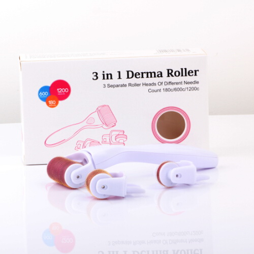 3 in 1 Derma Roller - 3 Separate Roller Heads of Different Needle Count 180c/600c/1200c in 1mm Size Made of Sterilized Titanium
3 in 1 Derma Roller - 3 Separate Roller Heads of Different Needle Count 180c/600c/1200c in 1mm Size Made of Sterilized Titanium
