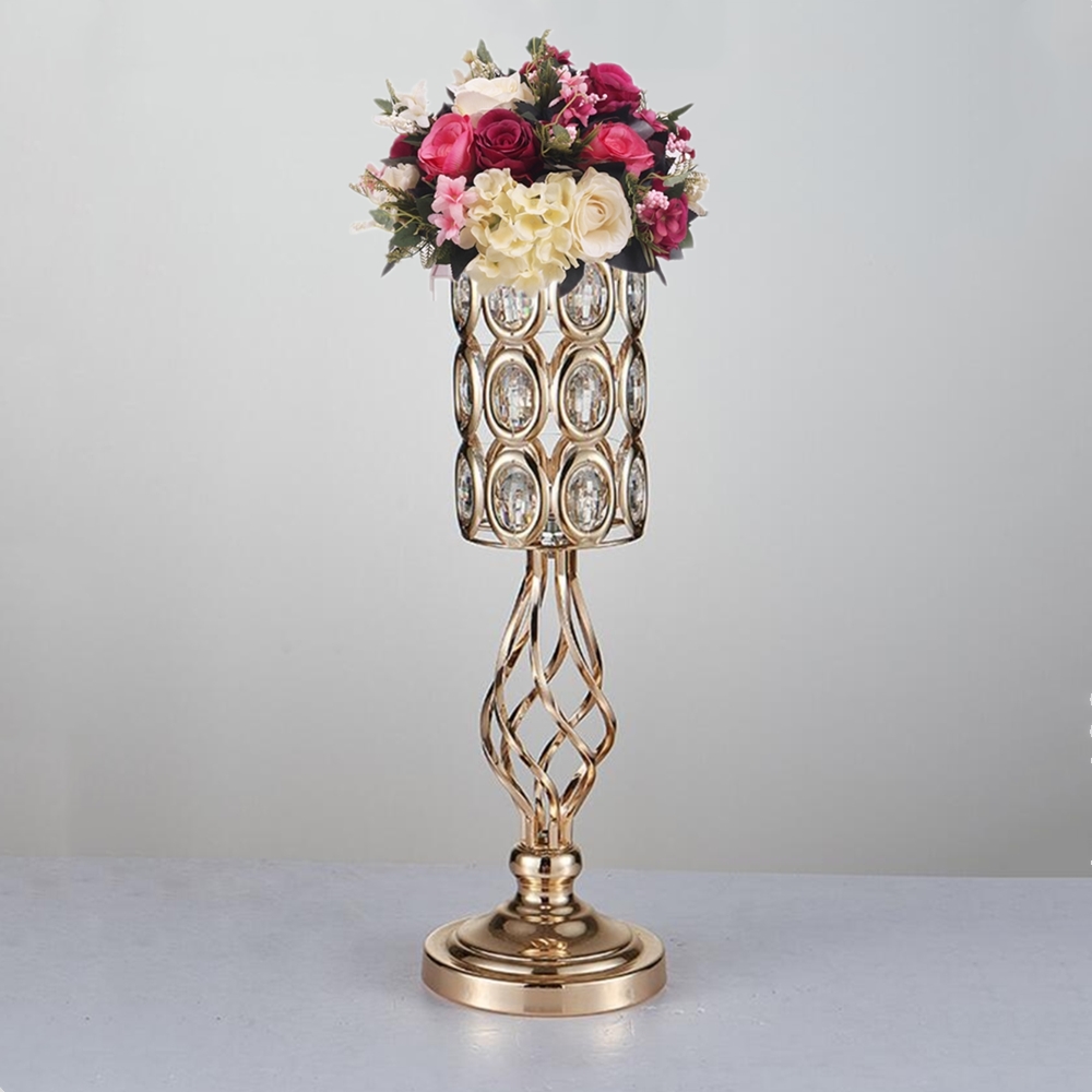 Metal Golden Candle Holders Hollow Wedding Table Candelabra Centerpiece Flower Rack Road Lead Home Decor 10 Pcs / Lot