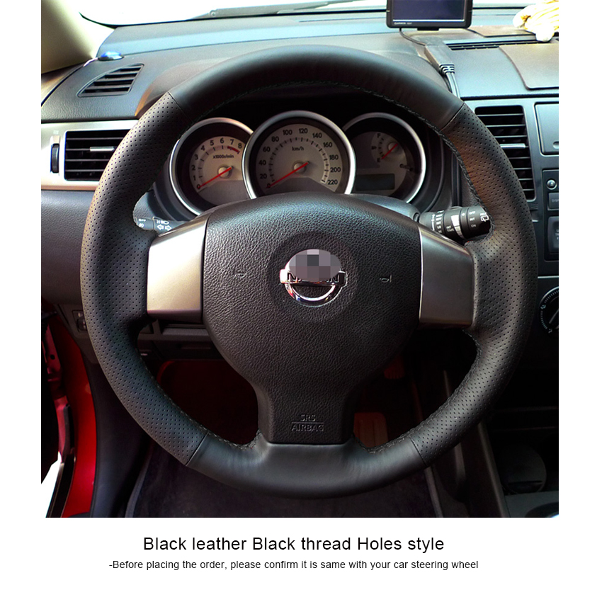 Steering wheel cover Case for NISSAN TIIDA old model Nissan NOTE Genuine leather DIY Car styling Leather steering wheel cover