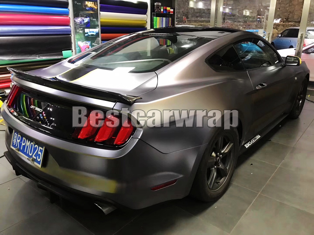 Anthracite Satin Metallic vinyl Wrap For Car wrap With Air bubble Free / air reelase Gunmetal metallic satin size 1.52x20m/Roll 4.98x66ft