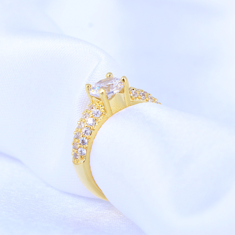 Solitaire Ring Round Cut 18k Yellow Gold Filled Bridal Womens Ring Size 7
