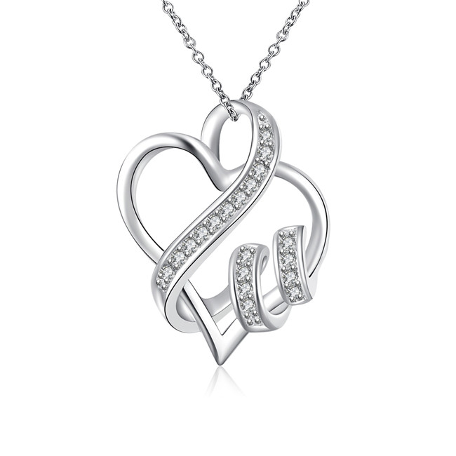 New arrival women's heart shape Pendant Necklace white gemstone sterling silver plated necklace STSN715,hot sale fashion 925 silver necklace