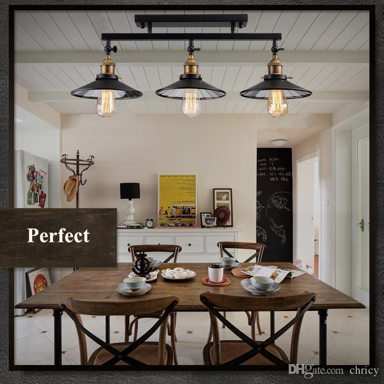 Anqitue led ceiling light vintage pendant lights loft industrial home lighting American countryside restaurant 3 heads chandelier