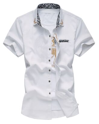 Wholesale-2016 Summer Men Shirt Short Sleeve Dress Shirts For Men M- 4XL 5XL 6XL 7XL Plus Size Roupas Camisa Masculina Mens Casual Blusas