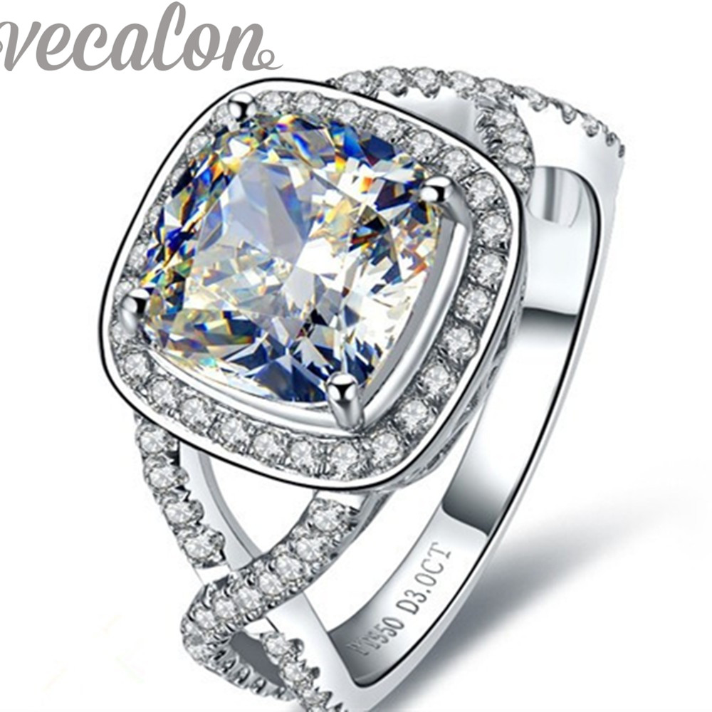 Vecalon Cushion cut 3ct Simulated diamond Cz Engagement Wedding Band ring for Women 10KT White Gold Filled Female Finger ring
Vecalon Cushion cut 3ct Simulated diamond Cz Engagement Wedding Band ring for Women 10KT White Gold Filled Female Finger ring