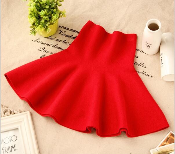 2016 Children Girl Waist Skirt Kids Wool Knit Skirt Red Black Baby Tutu Skirt Pettiskirt Tutu Skirt Children Vestidos Infantil