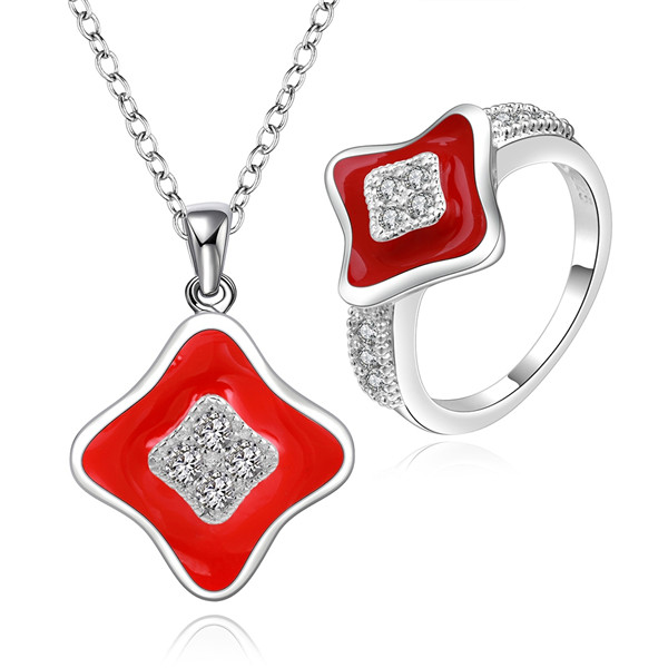 High grade 925 sterling silver Color square piece - Black jewelry sets DFMSS725B brand new Factory direct sale 925 silver necklace ring