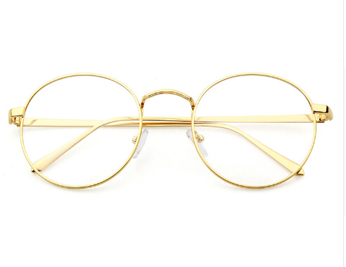 Korean Glasses Frame Retro Full Rim Gold Eyeglass Frame Vintage Spectacles Round Computer Glasses Unisex NO Degrees