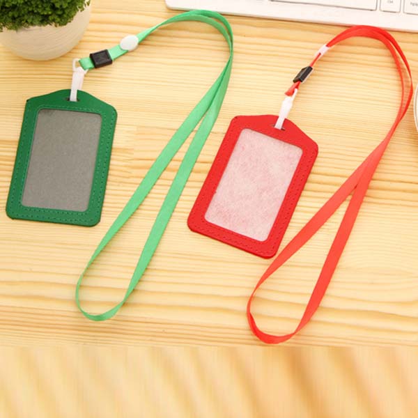20pcs ID Badge Holder PU ID Card Accessories Holder Credit Card Bus Card Case Stationery School supplies With Lanyard Papelaria