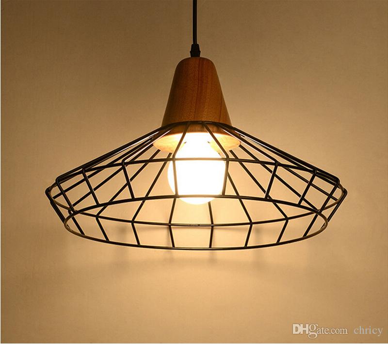 Loft Iron Pendant Light Vintage Industrial Lighting wooden chandeliers Bar Cafe Bedroom Restaurant Nordic Country Style Iron Hanging Light