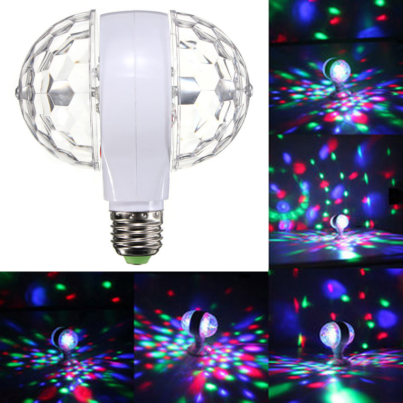 2016 Hot Sale 6W E27 110v 220v Colorful Auto Rotating RGB Crystal Stage Light Magic double Balls DJ party disco effect Bulb Lamp
2016 Hot Sale 6W E27 110v 220v Colorful Auto Rotating RGB Crystal Stage Light Magic double Balls DJ party disco effect Bulb Lamp