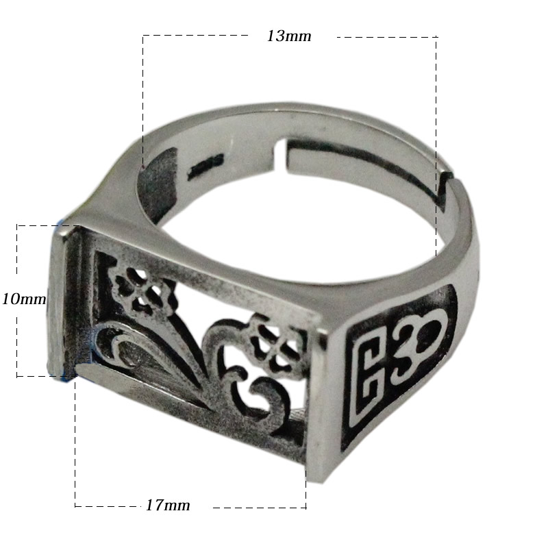 Beadsnice Vintage Style Rings Thailand Silver Ring Setting 925 Sterling Silver Square Ring Base Wholesale Adjustable ID 34108