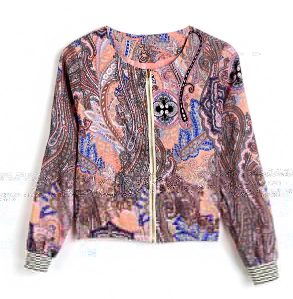 2016 New European and American style retro print round neck sport jackets women summer coat Plus Size S M L XL