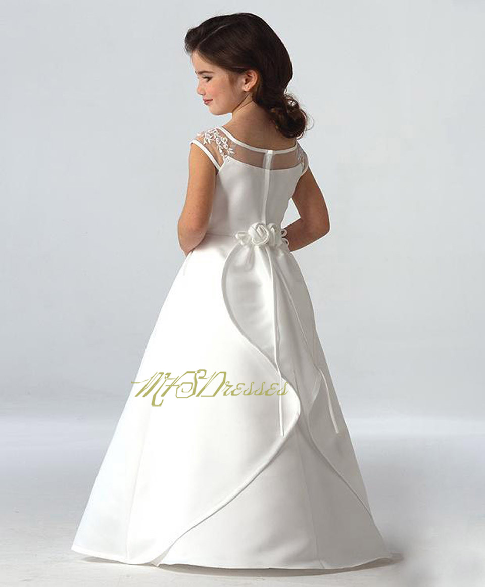 2016 white scoop neckline ruffles a-line long first communion dresses for girls infant baby girl christening dress flower girl dresses