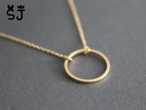 5PCS Gold Silver Simple Dainty Circle Necklace Open Circle Outline Necklace eternity karma circle round necklace jewelry