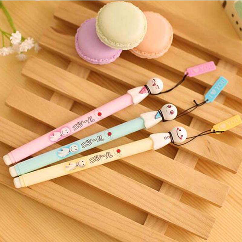15 pcs/Lot Kawaii Sunny Day Doll Gel Pens Writing Pens Black Ink Pen Student Stationery Material Escolar