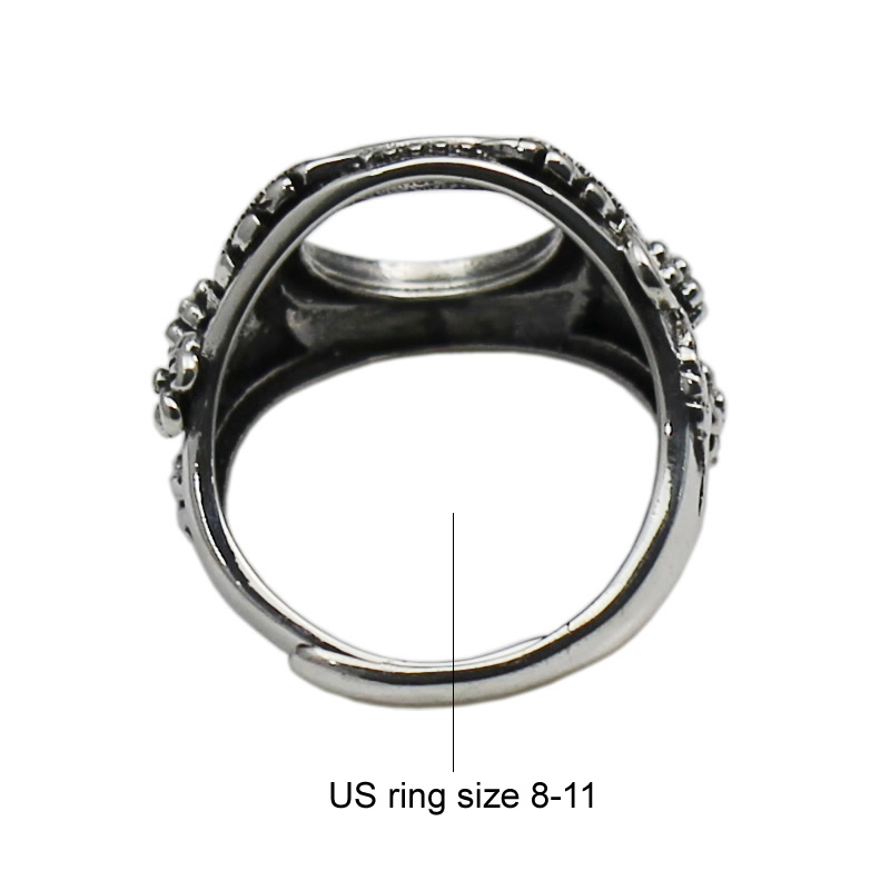 Beadsnice adjustable 925 sterling silver vintage ring setting for 12mm round gemstone large ring cabochon setting ID 33759