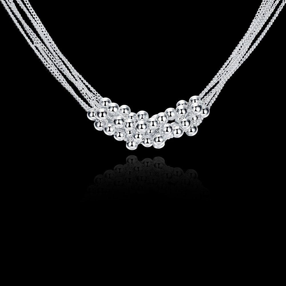 Brand new Six-lane light beads sterling silver plate necklace STSN002,fashion 925 silver Chains necklace factory direct sale