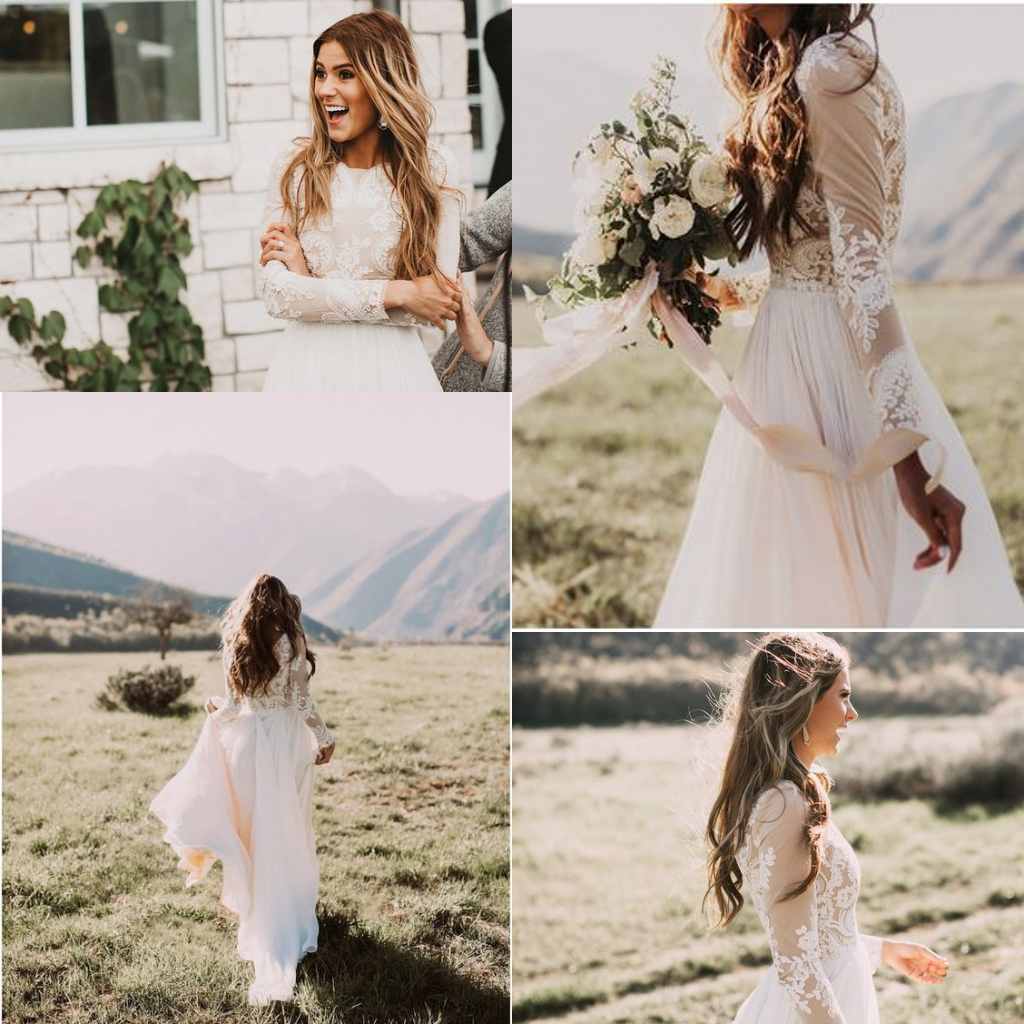 Bohemian Lace Long Sleeve Wedding Dresses 2019 New Arrival O Neck Chiffon Sweep Train Bridal Gown Autumn Country Style Dress For Wedding, Black
Bohemian Lace Long Sleeve Wedding Dresses 2019 New Arrival O Neck Chiffon Sweep Train Bridal Gown Autumn Country Style Dress For Wedding, Black
