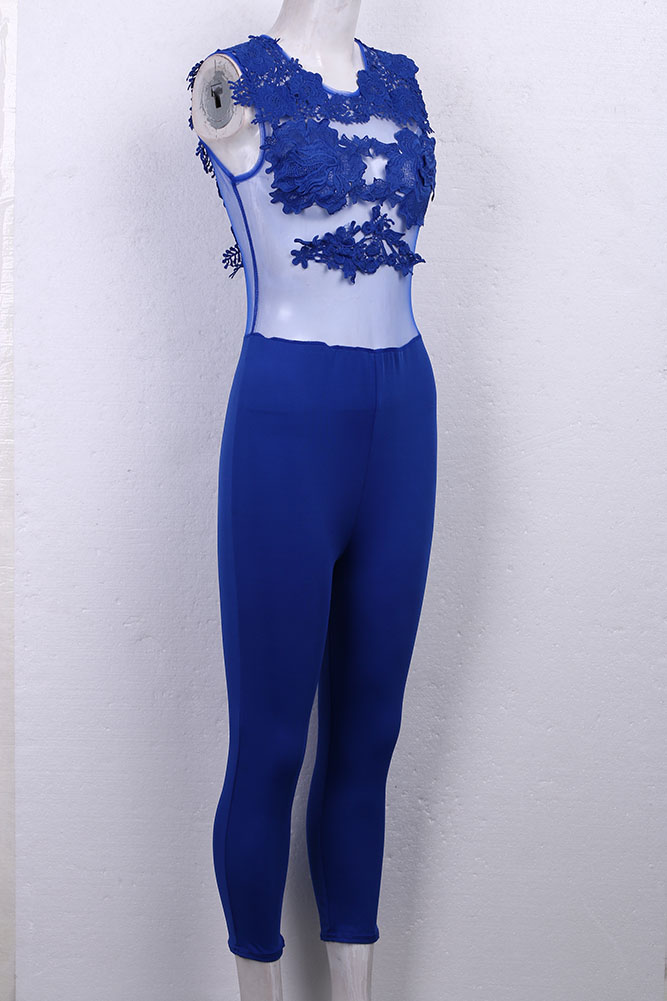 Women's Jumpsuits & Rompers Wholesale- Sought-After Women Sexy Evening Party Playsuit Ladies Lace Long Jumpsuit Clubwear1