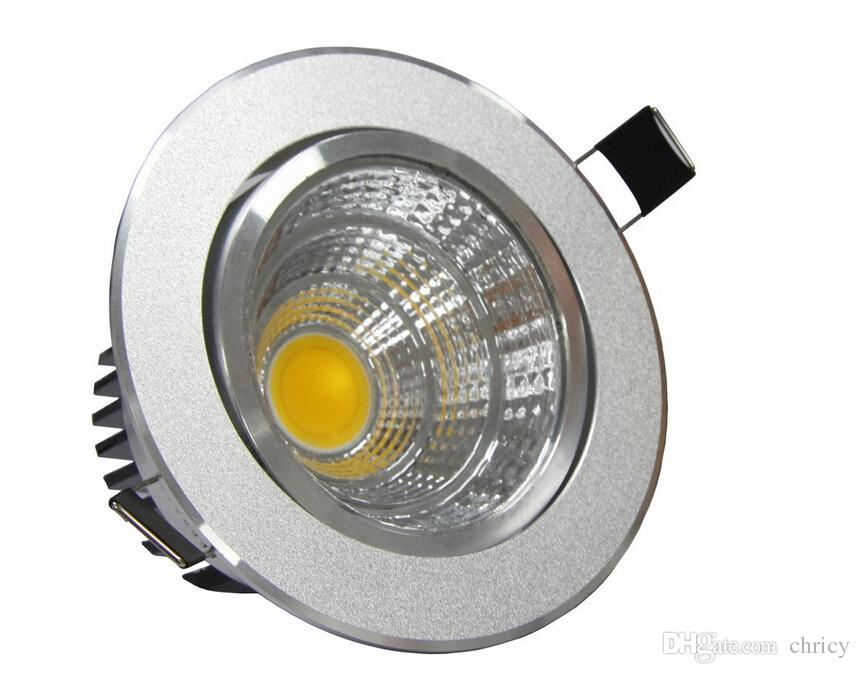 Dimmable LED Recessed Spotlight COB Downlight 6W/9W/12W/15W Silver Ceiling Lamp Warm Cool white AC85-265V