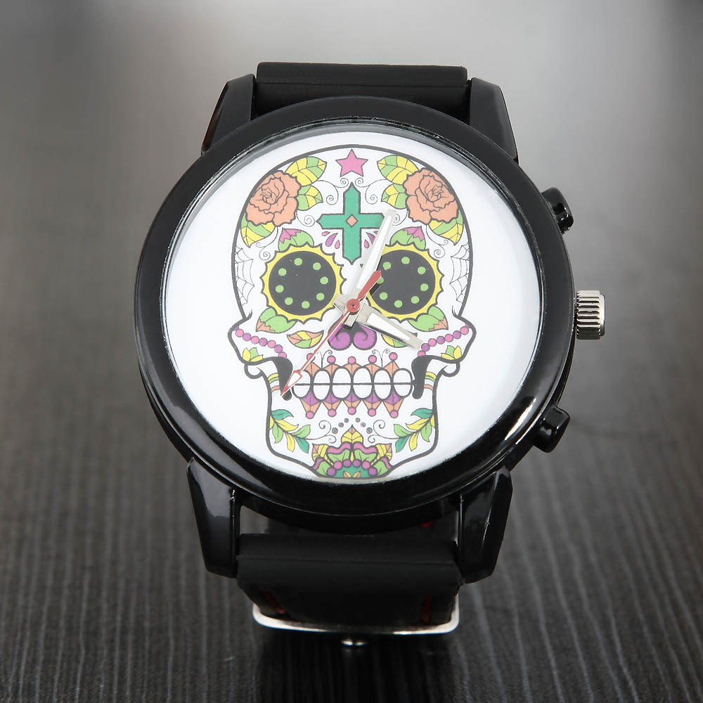 Popular Fashion women's men's Unisex skeleton skull style dial Silicone strap quartz wrist watch, Slivery;brown
Popular Fashion women's men's Unisex skeleton skull style dial Silicone strap quartz wrist watch, Slivery;brown