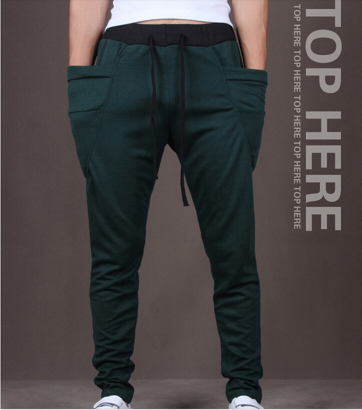 Wholesale-New Mens Joggers Fashion Harem Pants Trousers Hip Hop Slim Fit Sweatpants Men for Jogging Dance 8 Colors sport pants M~XXL