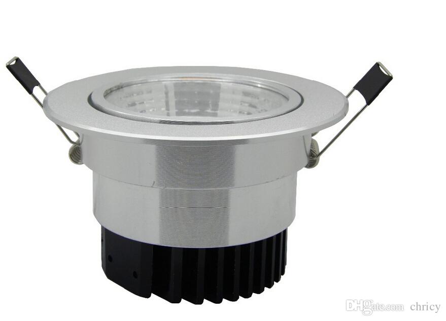 Dimmable LED Recessed Spotlight COB Downlight 6W/9W/12W/15W Silver Ceiling Lamp Warm Cool white AC85-265V