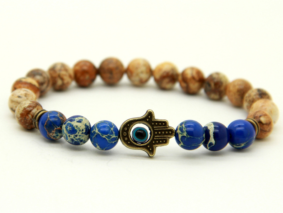 New Design 1PCS 8mm Natural Picture Jasper Stone Sea Sediment Beads With Antique Bronze Hamsa Best Gift Bracelets, Golden;silver
New Design 1PCS 8mm Natural Picture Jasper Stone Sea Sediment Beads With Antique Bronze Hamsa Best Gift Bracelets, Golden;silver