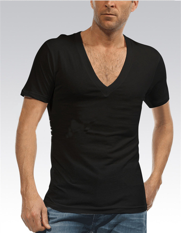 Wholesale-Undershirt for Men Dress Shirt Deep V Neck Fanila T Shirt for Camiseta Hombre 95% Cotton Ondergoed Sexy White S-XXXL G 2458