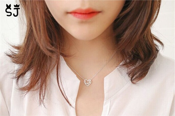 30PCS Tiny Line Open Heart Necklace Cute Heart with Map Necklace Hollow Out Heart Love Peace Symbol Sign Necklaces for Women