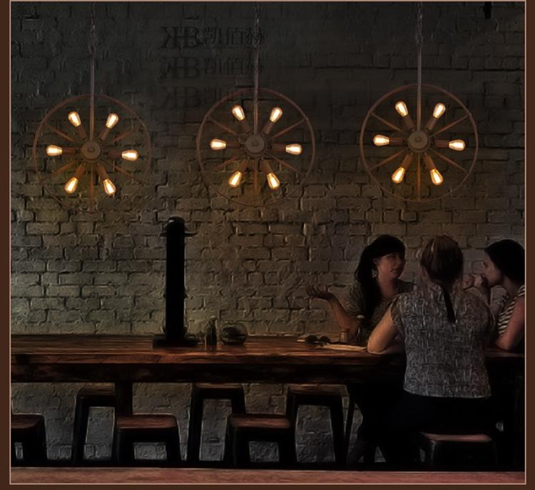 Pendant Lamp Vintage Loft Chandelier Industrial Wind Wheel Creative Cafe Restaurant Personality Retro American Country Iron Chandeliers